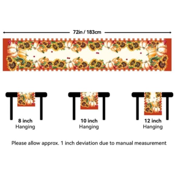 Softalker Table Runner, Fall Harvest Pumpkins & Sunflowers NWT - Picture 3 of 5